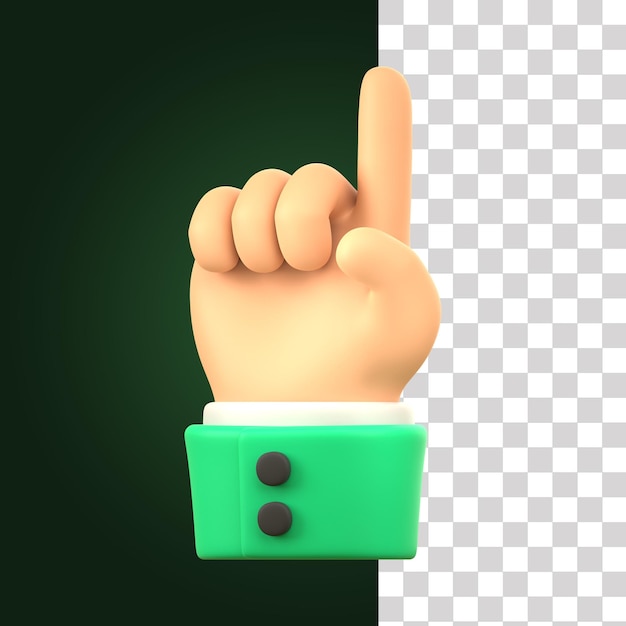 3d finger up hand gesture illustration