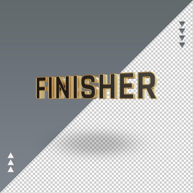 PSD 3d finisher black gold icon rendering right view