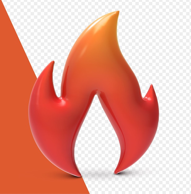 PSD 3d значок пламени огня изолирован на прозрачном фоне визуализация огня смайликов