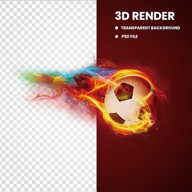 PSD oggetto di calcio di fuoco 3d