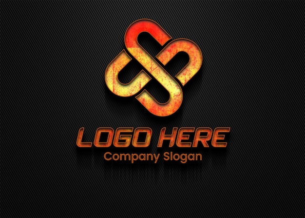 PSD 3d fire realistic logo mockup