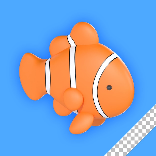 PSD 3d fish illustration with transparent background