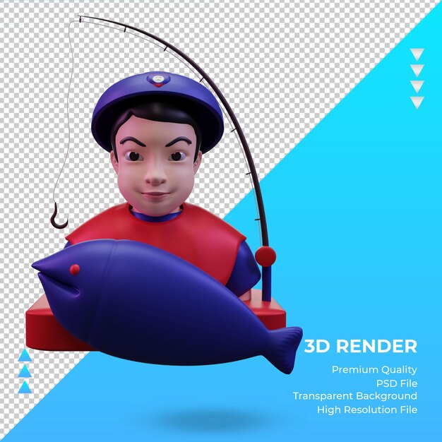 PSD 3차원, 어부, 벨리즈, 기, render, 정면도