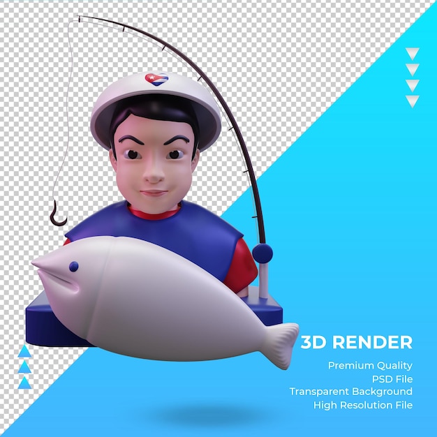 3d Fisherman Cuba flag rendering front view