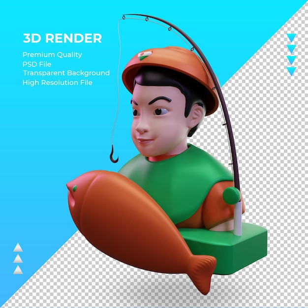 3d fisherman niger bandiera rendering vista a destra