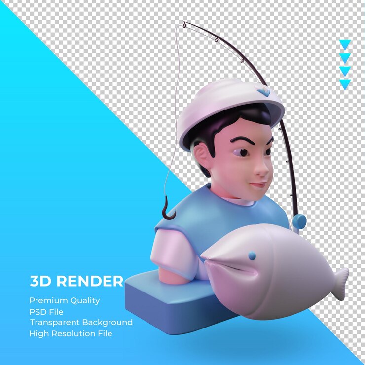 PSD 3d fisherman san marino flag rendering left view