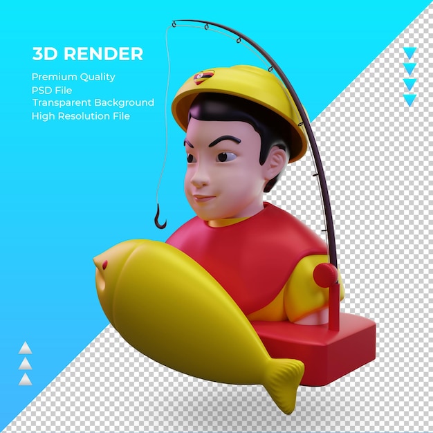 3d fisherman uganda flag rendering right view