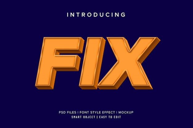 3d fix square bold font style effect mockup