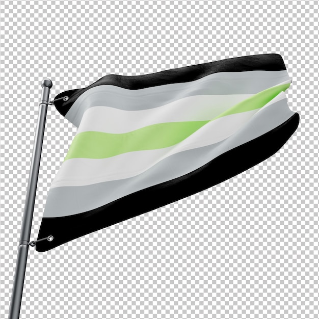 3d flag of the agender pride with transparent background