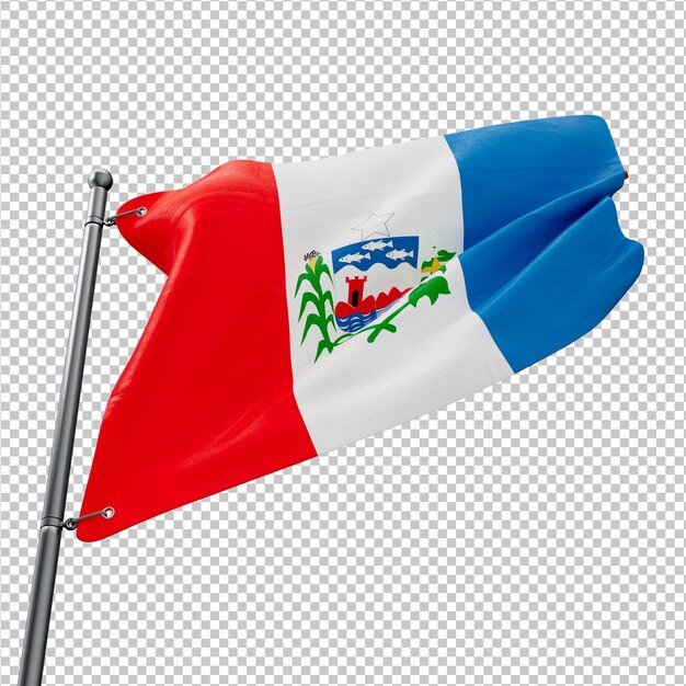 3D flag of the Brazilian state Alagoas with transparent background