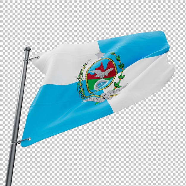 PSD 3d flag of the brazilian state rio de janeiro with transparent background