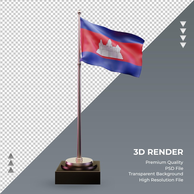 3d флаг камбоджи рендеринга вид спереди