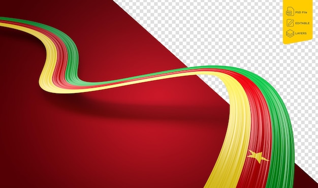 PSD 3d flag of cameroon 3d wavy shiny cameroon ribbon on isolated background 3d illustration