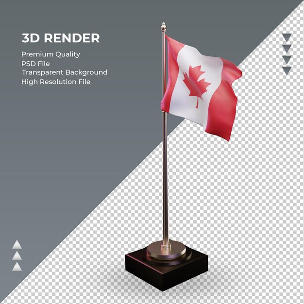 PSD bandiera 3d canada che rende la vista giusta