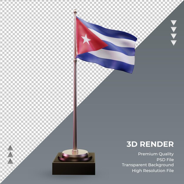 PSD 3d bandiera cuba rendering vista frontale