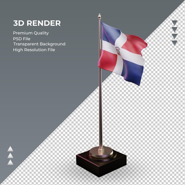 3d bandiera repubblica dominicana rendering vista a destra