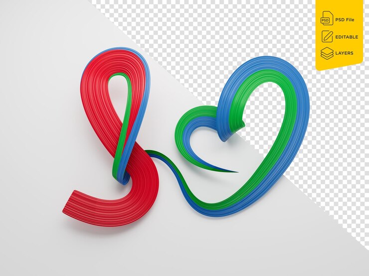 PSD флаг эритреи в форме сердца волнистый флаг на белом фоне 3d иллюстрация