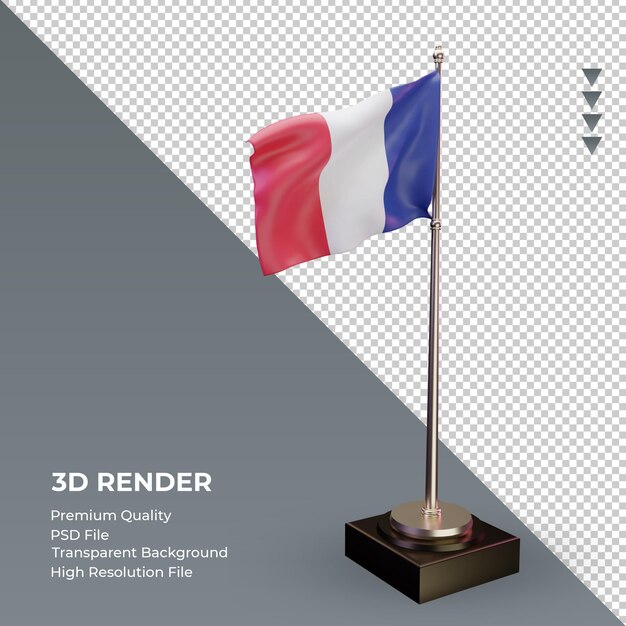 3d bandiera francia rendering vista a sinistra