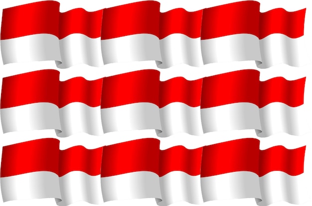 3D Flag Indonesian national Red and white