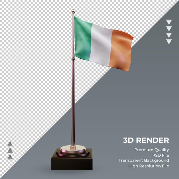 3d bandiera irlanda rendering vista frontale