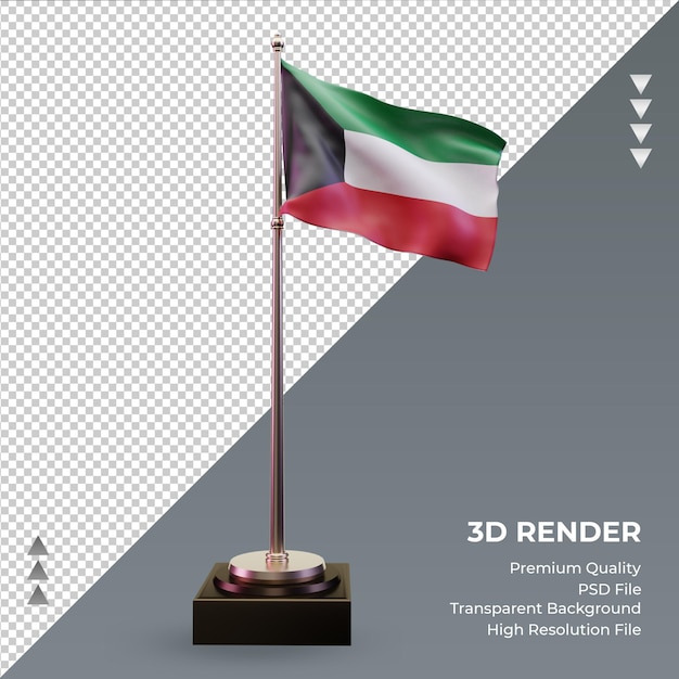 PSD bandiera 3d kuwait rendering vista frontale