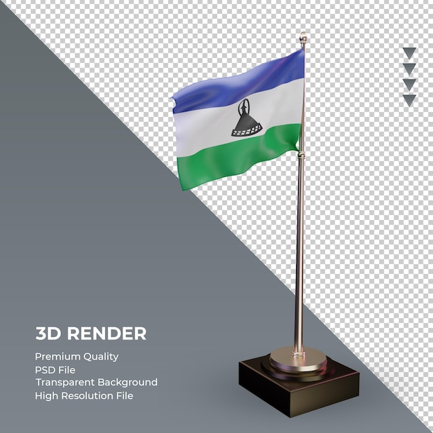 PSD 3d flag lesotho rendering left view