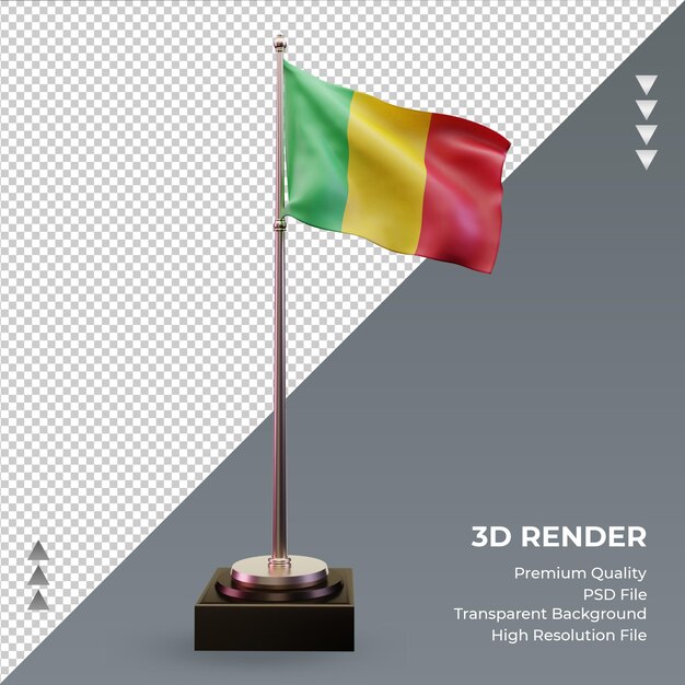 Bandiera 3d del mali che rende la vista giusta