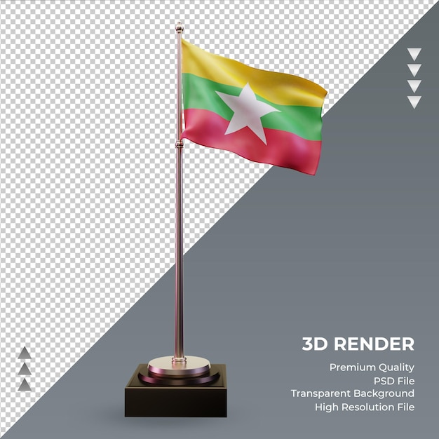 PSD 3d flag myanmar rendering right view