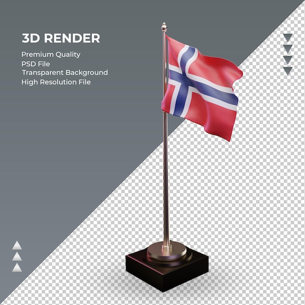 3d bandiera norvegia rendering vista a destra