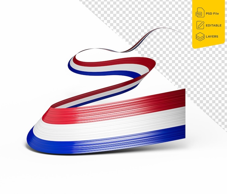 PSD 3d flag of paraguay 3d wavy shiny paraguay ribbon flag isolated on white background 3d ilustracja
