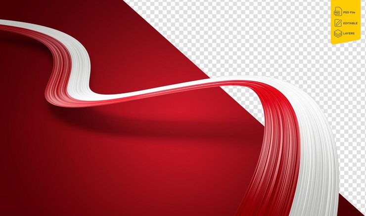 PSD 3d flag of poland country 3d waving poland ribbon flag isolated on red background 3d illustration