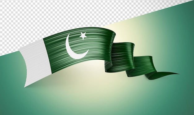 3d flag of pakistan 3d shiny waving pakistani flag ribbon on white background 3d illustration