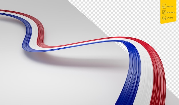 PSD 3d flag of paraguay 3d wavy shiny paraguay ribbon on isolated background 3d illustration