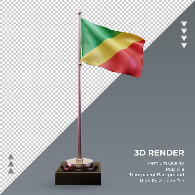 3d bandiera repubblica del congo rendering vista frontale