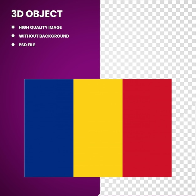 PSD 3d bandiera della romania bandiera