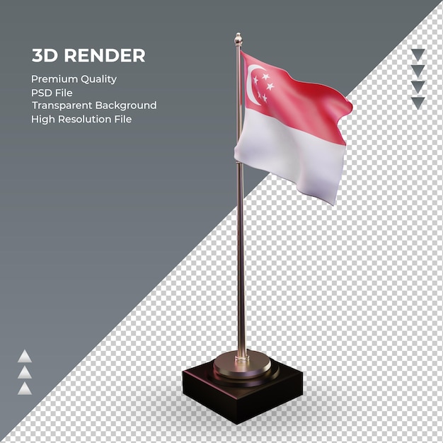 3d bandiera singapore rendering vista a destra right