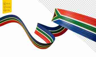 PSD 3d flag of south africa 3d wavy shiny south africa ribbon flag on isolated background 3d