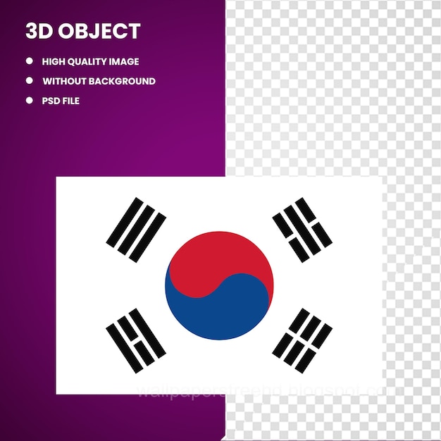 3d bandiera della corea del sud bandiera nazionale