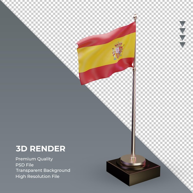 3d bandiera spagna rendering vista a sinistra