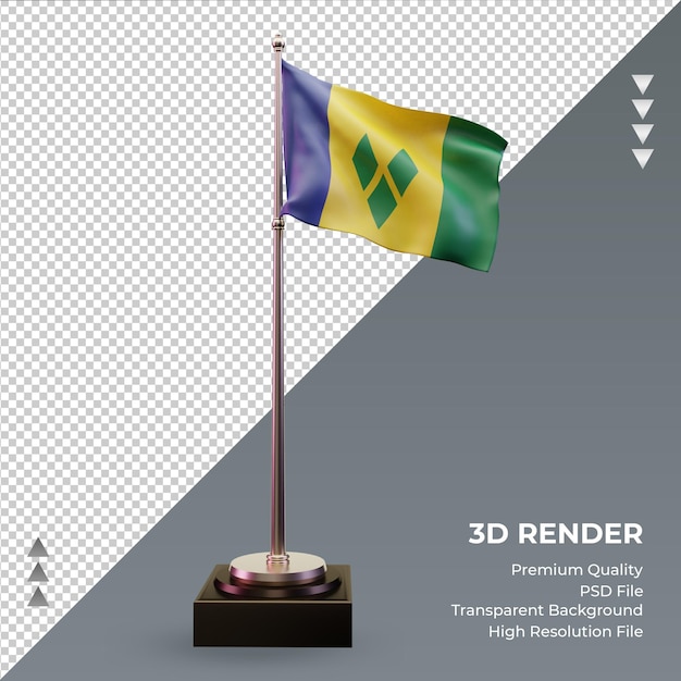 3d flag st vincent and the grenadines rendering front view