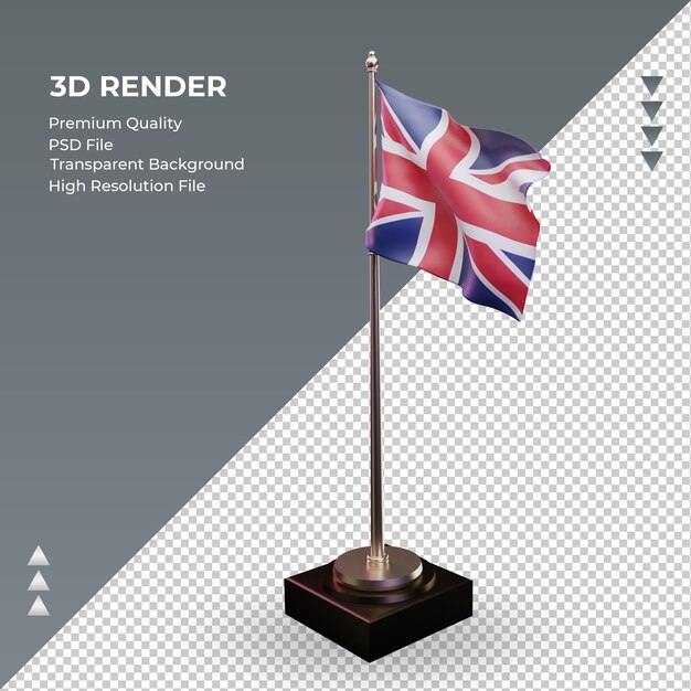 PSD 3d flag united kingdom rendering right view