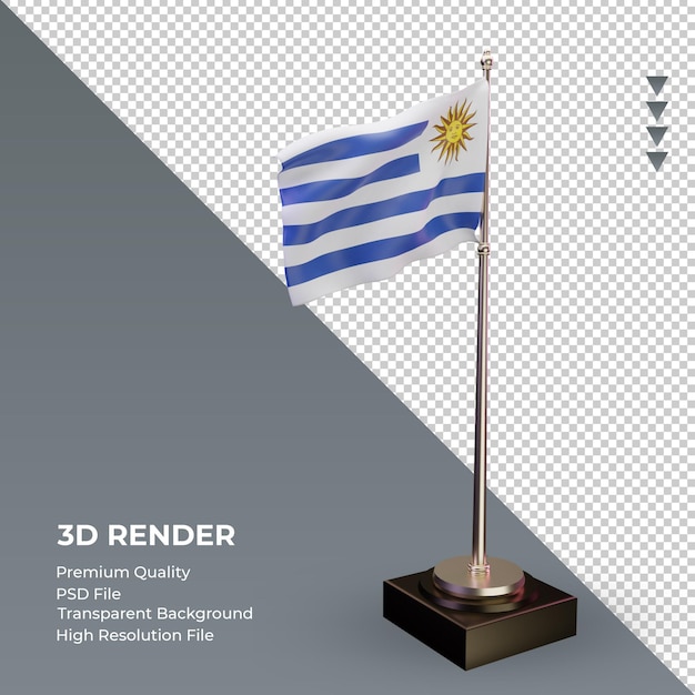 3d flag uruguay rendering left view