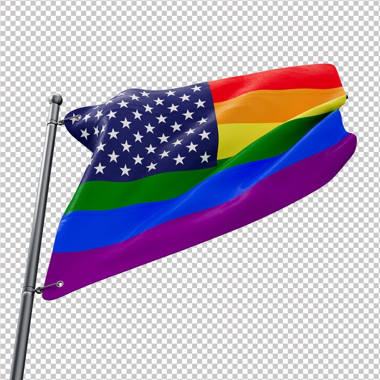 PSD 3d flag of the usa pride with transparent background