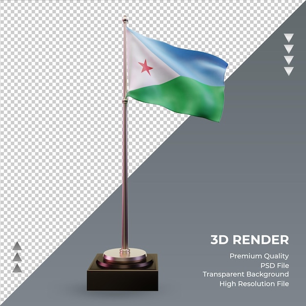 3d Flaga Dżibuti Renderująca Widok Z Przodu