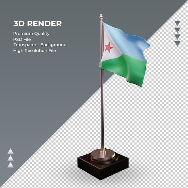 PSD 3d flaga dżibuti renderuje prawy widok