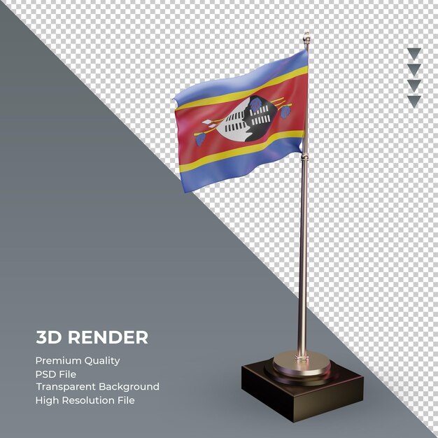 3d Flaga Eswatini Renderuje Widok Z Lewej Strony