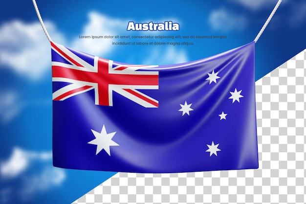 PSD 3d flaga flagi australii lub 3d australii macha flagą flagi