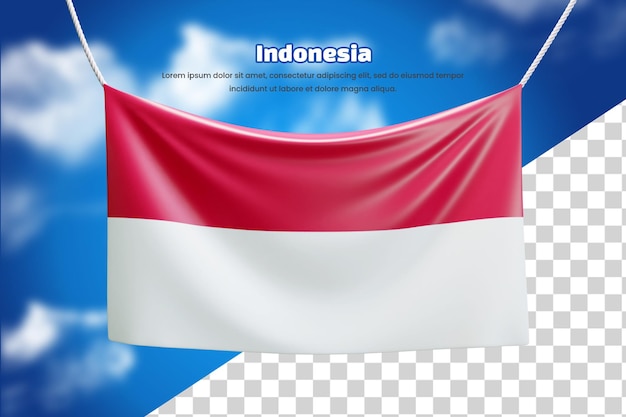 PSD 3d flaga flagi indonezji lub 3d flaga indonezji macha flagą