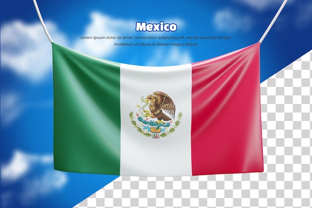 PSD 3d flaga flagi meksyku lub 3d meksyk macha flagą flagi