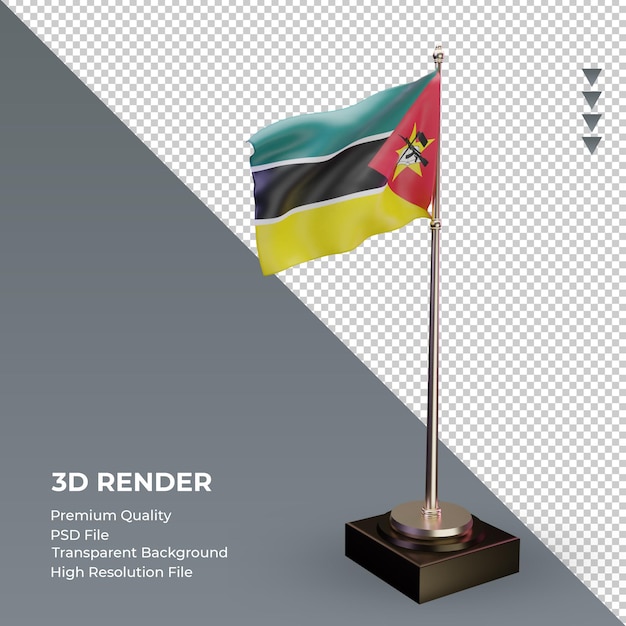 3d Flaga Mozambiku Renderująca Widok Z Lewej Strony